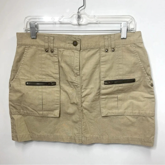 BISOU BISOU Khaki "Safari" Mini Cargo Skirt 100% Cotton size 8 - Picture 1 of 10